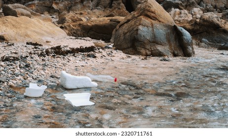 Consequences of mindless consumption. Scattering garbage leads to desperate destruction of our planet and ecosystem. Crisis of ocean. Our world is in grave danger of ocean crisis due to plastic debris
