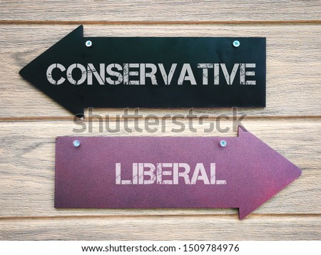 Conservative to the left, liberal to the right