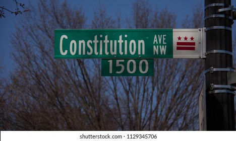 Constitution Avenue Sign In Washington, DC