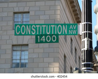 Constitution Avenue In Washington D.C. (DC) Street Sign