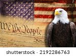 Constitution - We the people, American flag, American eagle