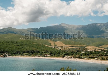 Constrast between mountains and beach with a breathtaking landscape in Corsica