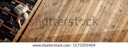 Constructing a Wooden Flooring of a Terrace, Panorama