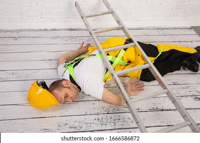 Construction Accident. Fall From A Ladder.