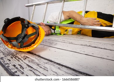 Construction Accident. Fall From A Ladder.