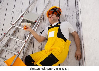 Construction Accident. Fall From A Ladder.