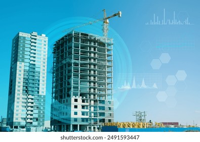 construction of apartment buildings using artificial intelligence technologies to analyze labor costs and green industry and nature conservation