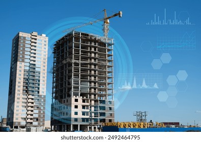 construction of apartment buildings using artificial intelligence technologies to analyze labor costs and green industry and nature conservation - Powered by Shutterstock - Get 15% off with code: PIKWIZARD15