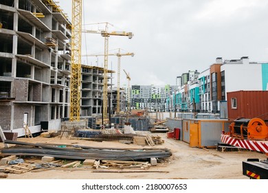 Construction Of Apartments Building In A Stylish Residential Neighborhood