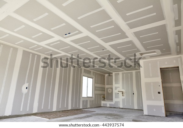 Construction building industry new home
construction interior drywall tape and finish
details