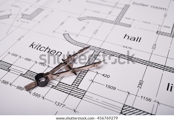 Construction of the building layout,\
building drawing on paper, steel compasses for\
drawing.