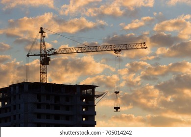 Construction Of The Building At Sunset Time Lapse