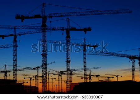 Similar – The sun sets and the cranes rise