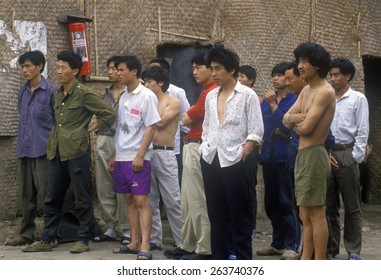 Construction Crew At Lunch On Work Project In Wuhan In Hubei Province, People's Republic Of China