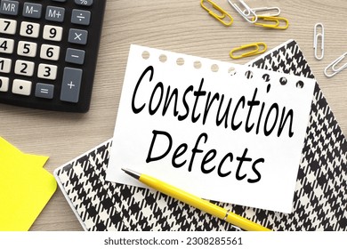 construction defect , text on a white page. near the calculator - Shutterstock ID 2308285561