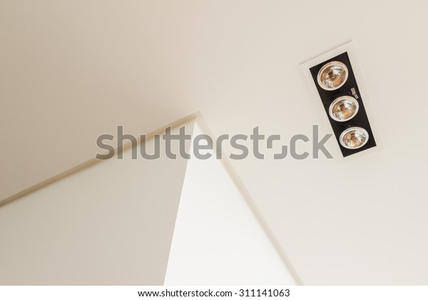 Construction Details Lighting Fixtures Ceiling Groove Stock Photo