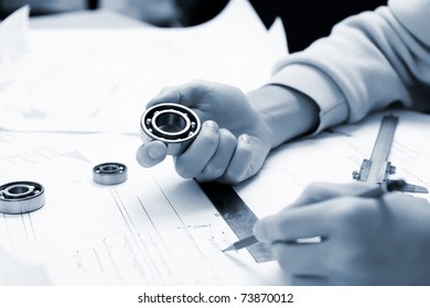 construction drafts and tools on the table