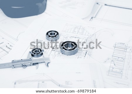 construction drafts and tools on the table