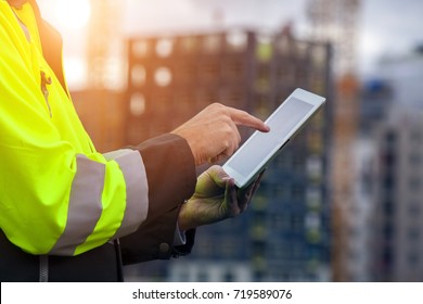 Construction Engineer With Tablet