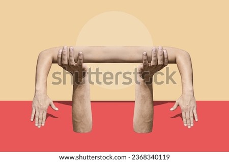 Construction from hands. Surreal concept	