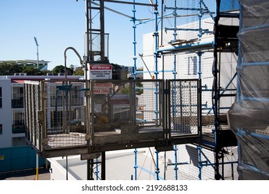 Construction Hoist In A Scaffold