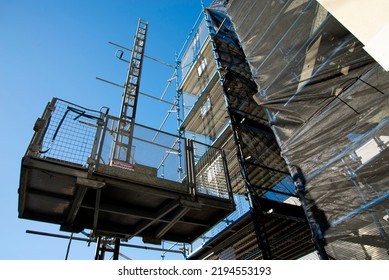 Construction Hoist In A Scaffold