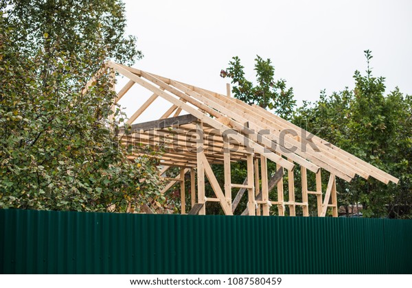 Construction House Made Laminated Veneer Lumber Stock Photo Edit