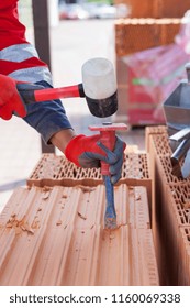 Construction Labor Use Chisel Break Bricks Stock Photo 1160069338 ...