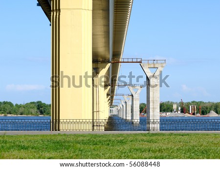 Construction of a new bridge over the river Volga, Russia