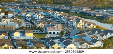 Construction in new developing suburban area. Development of residential housing in American suburbs. Real estate market in the USA
