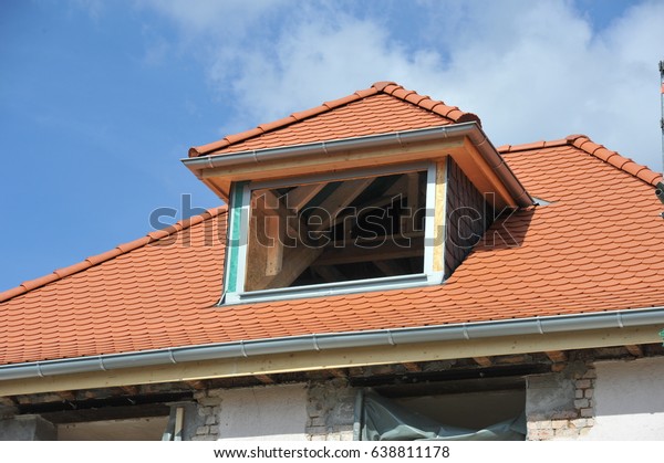Construction New Dormer Window On Tiled Stock Photo Edit Now
