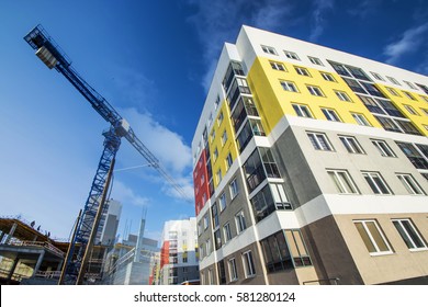 The construction of a new residential apartment home . The concept construction of affordable housing - Shutterstock ID 581280124