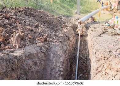 Construction Of Oil And Gas Pipeline,horizontal Directional Drilling (HDD Process).Installing Underground Pipes Or Conduits Along A Prescribed Bore Path From The Soil Surface.