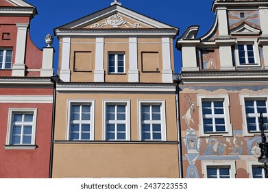 construction of the perimeter of the town hall square with historical brick buildings