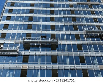 The construction process of a modern multi-story building
