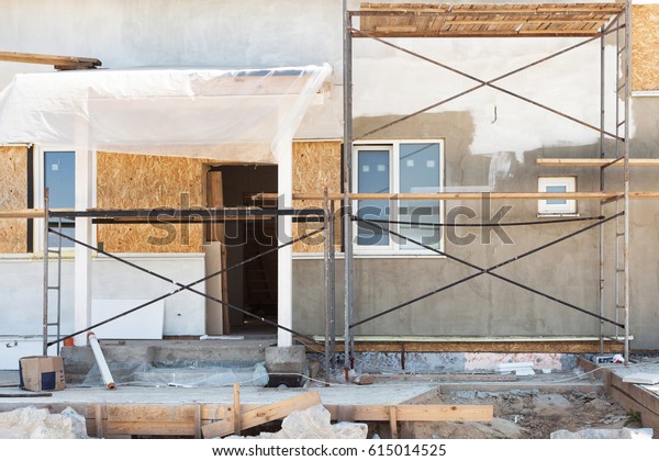 Construction Repair Rural House Insulation Eaves Royalty Free