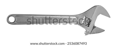 Construction, repair, tools - Front view - Adjustable spanner on a white background.  It is isolated, the worker of paths is present.