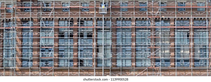 Construction Scaffolding Outside Elevator Stock Photo 1139900528