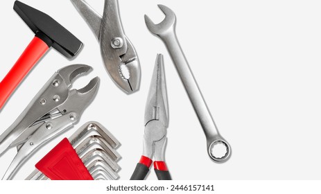 Construction set. tools on a light background with empty space - Powered by Shutterstock