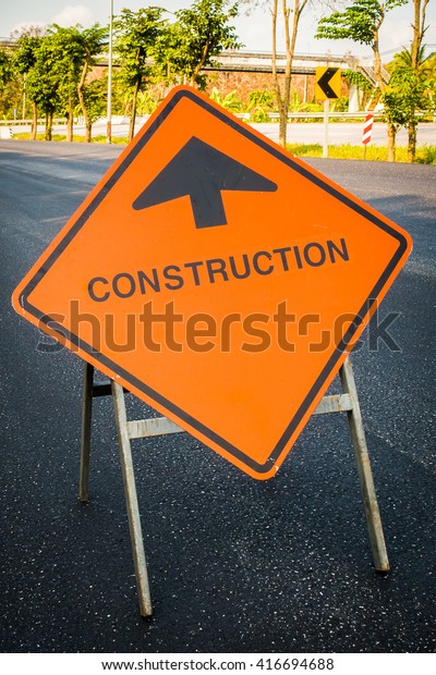 Construction sign beware car on the road\
under\
construction.