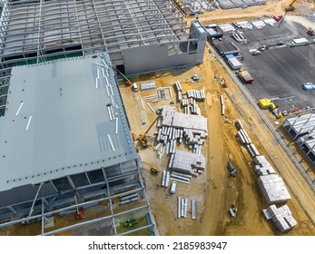 Construction Site Aerial Photo Busy Industrial Stock Photo 2185983947 ...