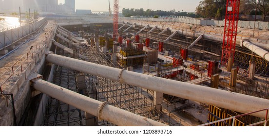 construction site for big building foundation