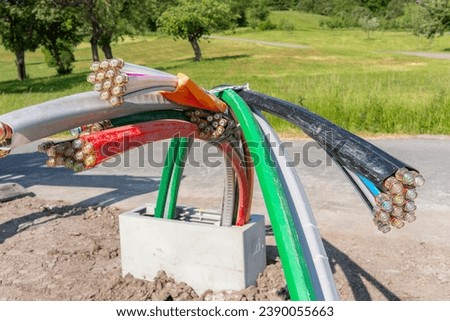 Construction site with broadband cable to connect little villages