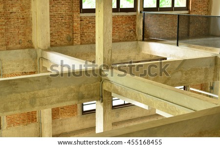 At construction site columns and beams