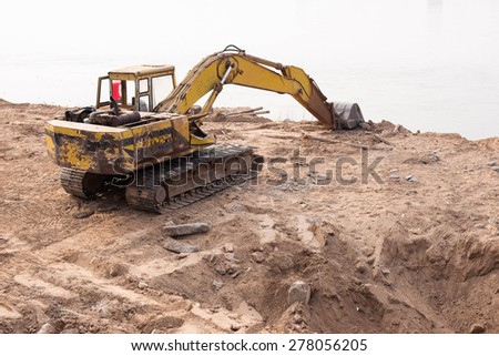 Similar – Bucket-wheel excavator in the Garzweiler 2 open-cast lignite mine, lignite-fired power plants in the background