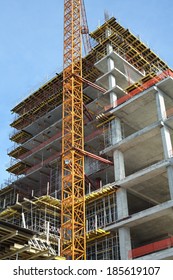 Construction Site. High Rise Building Under Construction.