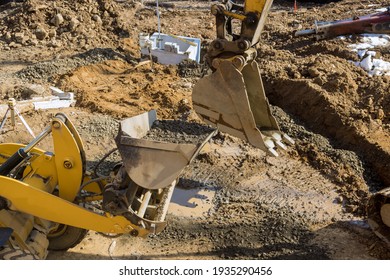 Construction Site A Huge Trench, Ditch For Drainage Canal Utility Pipe Pipeline Installation For Stormwater System