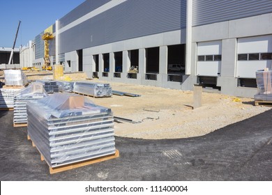 At The Construction Site Of Large Warehouse