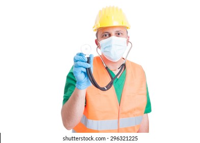 Construction Site Medic Or Doctor Isolated On White Background