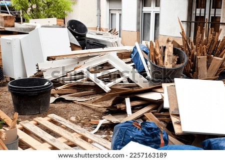 Construction site with rubble and scrap